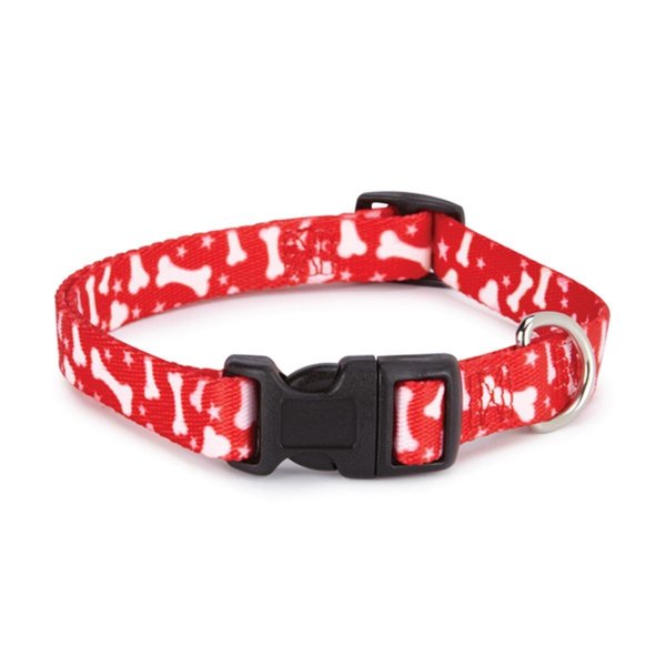 Pamperedpets CC Pooch Patterns Collar 18-26 In Red Bone P PA1604966